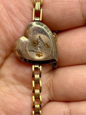 Vintage Rare 12K Gold Filled Heart Locket Sweetheart Bracelet